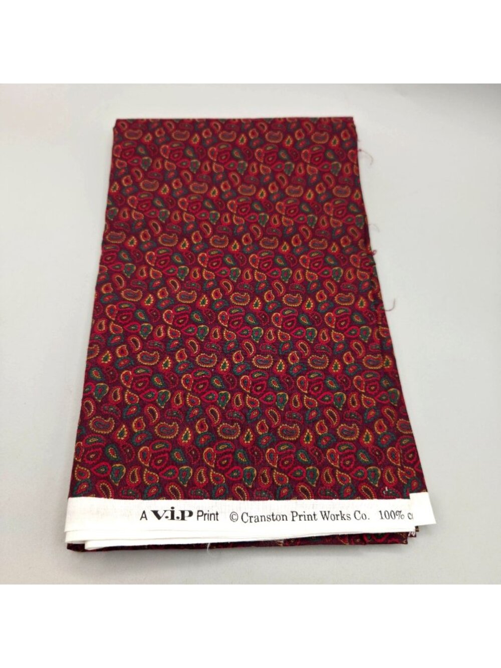 Vintage Cranston Fabric Maroon Paisley Design Cotton Quilting Crafting 1.33 Yard